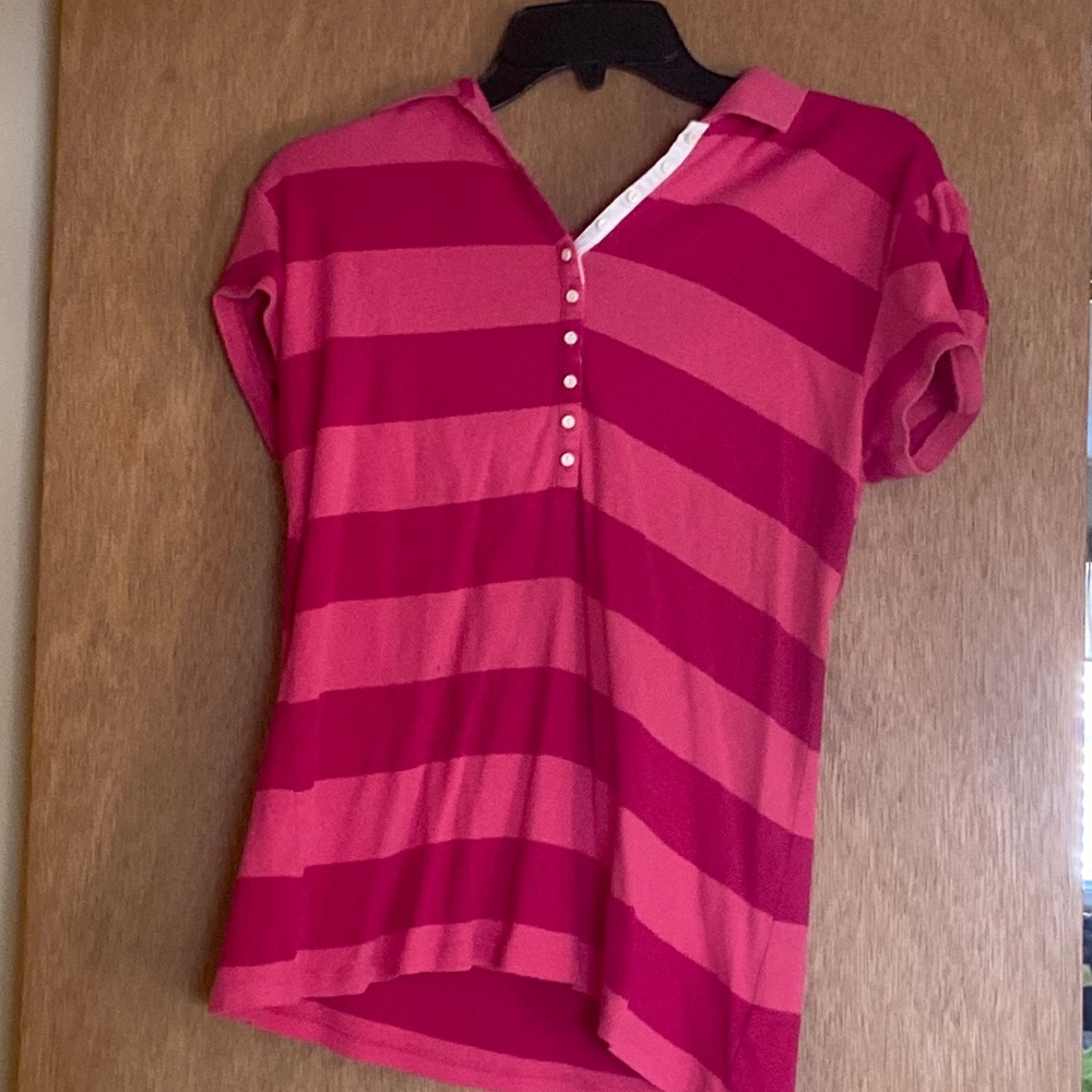 Old Navy pink striped polo